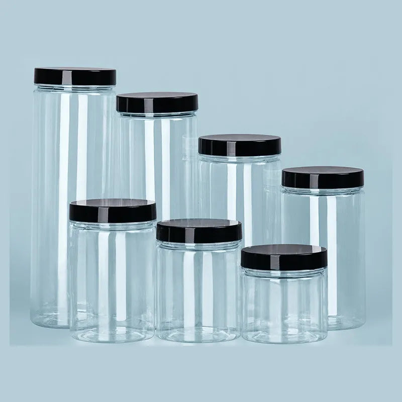Clear Sealed Can With Lid Plastic Empty Packing Bottle Circular Storage Bucket Biscuit Jar Food Grade Sealed Cans Tank Container