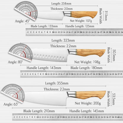 HEZHEN 1-5PC Knife Set Sandivik 14C28N Steel Stainless Steel Chef Santoku Utility Paring Cook Knife For Meat Sharp Kitchen Knife