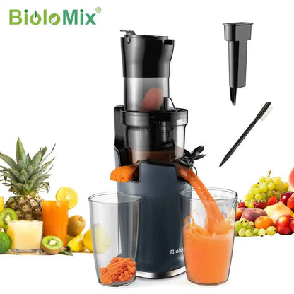 BioloMix Cold Press Juicer with 78mm Feed Chute, 200W 40-65RPM Powerful Motor Slow Masticating Juice Extractor Fits Whole Fruits