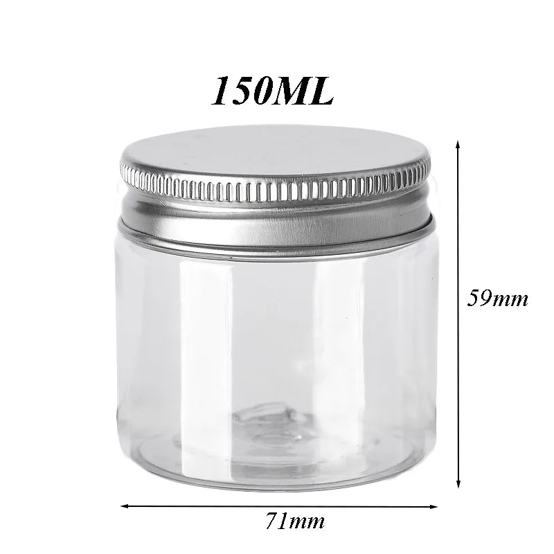 20Pcs 30/50/60/80/120/150ml Storage Jars With Lids Aluminum Round Canister Empty Plastic Cosmetic Jars Food Travel Bottle Pot
