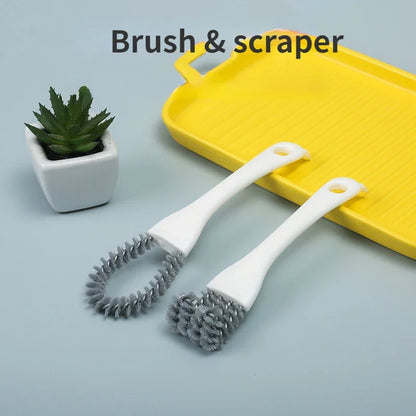2 in 1 BBQ Grill Barbecue Cleaning Brush V-shaped Hooked Brush Scraper Multifunctional Grill Net Oven Baking Tray Kitchen Gadget