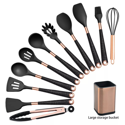 1 Pack Silicone Cooking Utensil Turner Soup Spoon Spatula Scoop Rose Gold Plated Handle Kitchenware Nonstick Kitchen Accessories