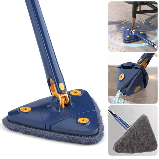 Triangle Mop 360 Rotatable Extendable Adjustable 110 Cm Cleaning Mop for Tub Tile Floor Wall Cleaning Mop Deep Cleaning Mop